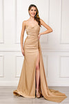 Load image into Gallery viewer, LA Merchandise LAA3013 Simple Ruch Strapless Formal Dress W/ Side Cape