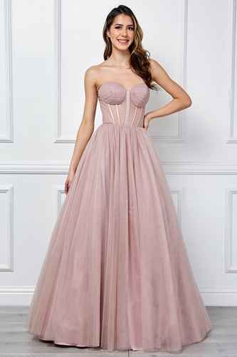 Wholesale Strapless Sweetheart Corset Tulle A-line Gown with Lace-Up Back By LAA6202