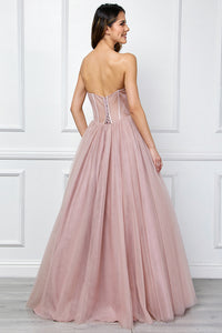Wholesale Strapless Sweetheart Corset Tulle A-line Gown with Lace-Up Back By LAA6202
