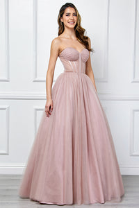 Wholesale Strapless Sweetheart Corset Tulle A-line Gown with Lace-Up Back By LAA6202