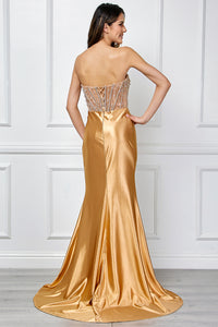 Wholesale Strapless Sweetheart Rhinestone Corset Mermaid Evening Dress By LAA4049