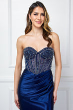 Load image into Gallery viewer, Wholesale Strapless Sweetheart Rhinestone Corset Mermaid Evening Dress By LAA4049