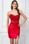 Load image into Gallery viewer, Wholesale Strapless Sweetheart Sequin Corset Satin Mini Dress By LAA9062S