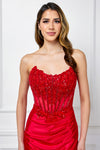 Load image into Gallery viewer, Wholesale Strapless Sweetheart Sequin Corset Satin Mini Dress By LAA9062S