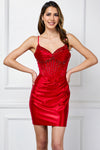 Load image into Gallery viewer, Wholesale Spaghetti Strap Sweetheart Beaded Corset Mini Dress By LAA9063S