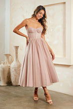 Load image into Gallery viewer, Wholesale Strapless Sweetheart Corset Tulle Midi Party Dress with Lace-Up Back By LAA6203S