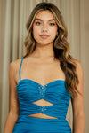 Load image into Gallery viewer, Wholesale Ruched Cutout Mini Dress with Rhinestone Accents By LAA2070S