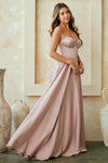 Load image into Gallery viewer, LAA4053 Wholesale Strapless Corset A-Line Satin Evening Prom Gown with Lace-Up Back &amp; Side Slit