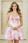 Load image into Gallery viewer, LA Merchandise LAA2069S Ruffle Tier Sweetheart Short Cocktail Dress Floral Corset Bodice HOCO Party Dress