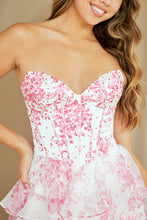 Load image into Gallery viewer, Wholesale Strapless Floral Ruffle Tiered High Slit A-Line Gown By LAA2060