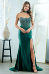 Load image into Gallery viewer, Wholesale Strapless Rhinestone Corset Satin Mermaid Evening Dress with Slit By LAA2131