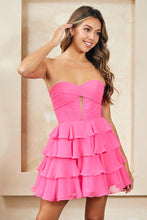 Load image into Gallery viewer, Wholesale Strapless Tiered Ruffle Sweetheart Homecoming Dress By LAA2063S