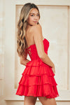 Load image into Gallery viewer, Wholesale Strapless Tiered Ruffle Sweetheart Homecoming Dress By LAA2063S