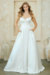 Load image into Gallery viewer, Wholesale Strapless Satin A-Line Gown Wedding Dress with Sweetheart Neckline &amp; Pockets by LAA5080 - - Long Formal Dresses LAA