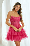 Load image into Gallery viewer, Wholesale Strapless Sweetheart Sequin Corset Tiered Tulle Mini Dress By LAA9066S