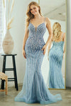 Load image into Gallery viewer, Wholesale Spaghetti Strap Embellished Mesh Fitted Evening Gown By LAA2132 - - LAA