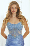 Load image into Gallery viewer, Wholesale Strapless Sweetheart Sequin Corset Satin Mini Dress By LAA9062S