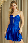 Load image into Gallery viewer, Wholesale Strapless Sweetheart Corset Satin Skater Mini Party Dress with Lace-Up Back By LAA9071S