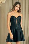Load image into Gallery viewer, Wholesale Strapless Sweetheart Corset Satin Skater Mini Party Dress with Lace-Up Back By LAA9071S