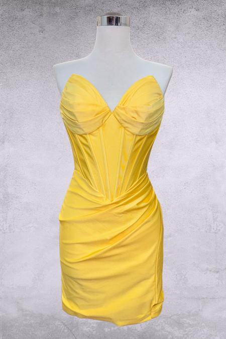 Wholesale Strapless Sweetheart Lace-Up Back Bodycon Mini Dress By LAA7080S