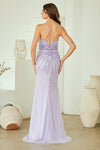 Load image into Gallery viewer, LAASU095 Wholesale Beaded Rhinestone Evening Gown with V-Neckline, High Slit &amp; Lace-Up Back