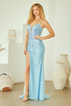 Load image into Gallery viewer, LAASU095 Wholesale Beaded Rhinestone Evening Gown with V-Neckline, High Slit &amp; Lace-Up Back