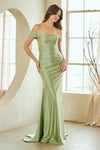 Load image into Gallery viewer, LAA3101 Wholesale Off-Shoulder Fitted Sheath Ruched Prom Evening Gown with Matching Scarf