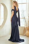Load image into Gallery viewer, LAA3101 Wholesale Off-Shoulder Fitted Sheath Ruched Prom Evening Gown with Matching Scarf