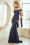 Load image into Gallery viewer, LAA3101 Wholesale Off-Shoulder Fitted Sheath Ruched Prom Evening Gown with Matching Scarf