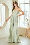 Load image into Gallery viewer, LAA4053 Wholesale Strapless Corset A-Line Satin Evening Prom Gown with Lace-Up Back &amp; Side Slit