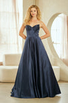 Load image into Gallery viewer, Wholesale Strapless Satin A-line Gown with Corset Bodice &amp; Lace-Up Back Formal Dress by LAA5080 - - Long Formal Dresses LAA