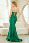 Load image into Gallery viewer, Strapless Sweetheart Corset Satin Evening Gown with High Slit &amp; Lace-Up Back Formal Prom Dress By LAA7081 - - Long Formal Dresses LAA