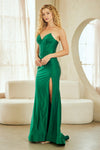 Load image into Gallery viewer, Strapless Sweetheart Corset Satin Evening Gown with High Slit &amp; Lace-Up Back Formal Prom Dress By LAA7081 - - Long Formal Dresses LAA