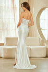 Load image into Gallery viewer, Wholesale Strapless Satin &amp; Lace Corset Bridal Gown with Slit Mermaid Wedding Dress by LAA9077 - - Wedding Dress LAA