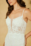 Load image into Gallery viewer, Wholesale Corset Mini Dress with Sheer Bodice Spaghetti Straps &amp; Lace-Up Back Dress by LAAJQ1100S - - Dresses LAA