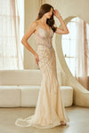 Load image into Gallery viewer, Wholesale Beaded V-Neck Mermaid Evening Gown with Illusion Bodice &amp; Crystal Detailing by LAA2135 - - Dresses LAA