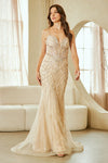 Load image into Gallery viewer, Wholesale Beaded V-Neck Mermaid Evening Gown with Illusion Bodice &amp; Crystal Detailing by LAA2135 - - Dresses LAA