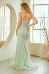 Load image into Gallery viewer, Wholesale Beaded Mermaid Gown with Lace-Up Back Spaghetti Strap Dress by LAA2136 (2134) - - Dresses LAA