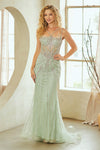 Load image into Gallery viewer, Wholesale Beaded Mermaid Gown with Lace-Up Back Spaghetti Strap Dress by LAA2136 (2134) - - Dresses LAA