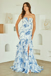 Load image into Gallery viewer, Wholesale Strapless Mermaid Gown with Ruffle Tiered Skirt Sweetheart Neckline by LAA8060 - BLUE - Dresses LAA