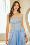 Load image into Gallery viewer, Wholesale Strapless Corset Prom Dress with Beaded Bodice &amp; Lace-Up Back Evening Gown by LAA9078