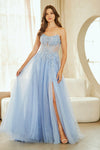 Load image into Gallery viewer, Wholesale Strapless Corset Prom Dress with Beaded Bodice &amp; Lace-Up Back Evening Gown by LAA9078
