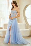 Load image into Gallery viewer, Wholesale Strapless Corset Prom Dress with Beaded Bodice &amp; Lace-Up Back Evening Gown by LAA9078