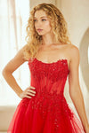 Load image into Gallery viewer, Wholesale Strapless Corset Prom Dress with Beaded Bodice &amp; Lace-Up Back Evening Gown by LAA9078