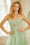 Load image into Gallery viewer, Wholesale Strapless Corset Prom Dress with Beaded Bodice &amp; Lace-Up Back Evening Gown by LAA9078