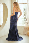 Load image into Gallery viewer, Wholesale Strapless Rhinestone Evening Gown with Floral Beading &amp; Thigh-High Slit by LAA3105 - - Dresses LAA