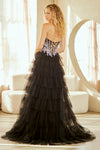 Load image into Gallery viewer, Wholesale Strapless Corset Floral Embroidered Tiered Tulle A-Line Prom Evening Gown by LAA4060