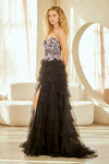 Load image into Gallery viewer, Wholesale Strapless Corset Floral Embroidered Tiered Tulle A-Line Prom Evening Gown by LAA4060