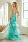 Load image into Gallery viewer, Wholesale Mermaid Prom Dress with Corset Bodice Lace-Up Back &amp; Ruffled Tulle Skirt by LAA8062