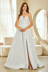 Load image into Gallery viewer, Wholesale Strapless Jacquard A-Line Evening Gown with Sweetheart Neckline Formal Dress by LAA8061 - WHITE - Dresses LAA